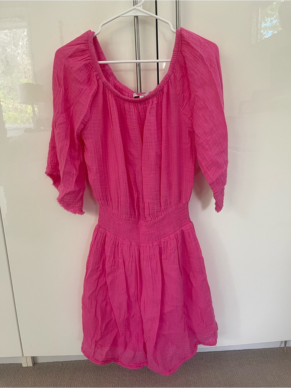 Michael Stars Hot Pink Elastic Neckline Dress